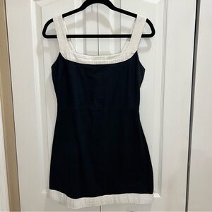 Black and White Linen Color block Dress M